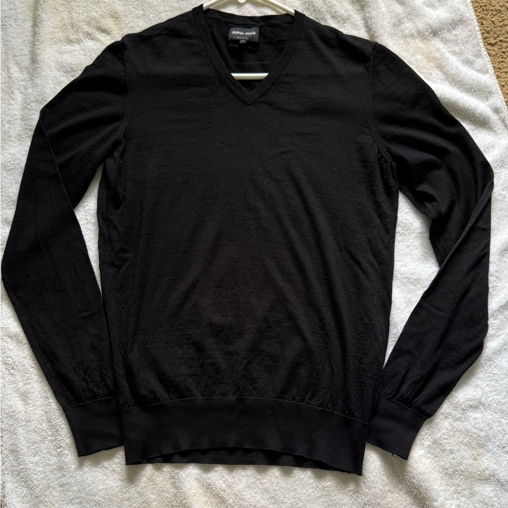 Giorgio Armani Men's Black V-Neck Sweater